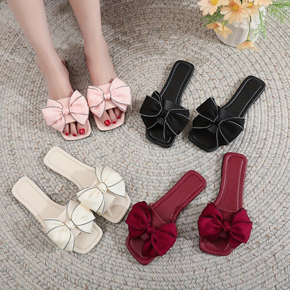 Damen Sandalen mit großer Schleife – Modische Slides für Freizeit und Sommer