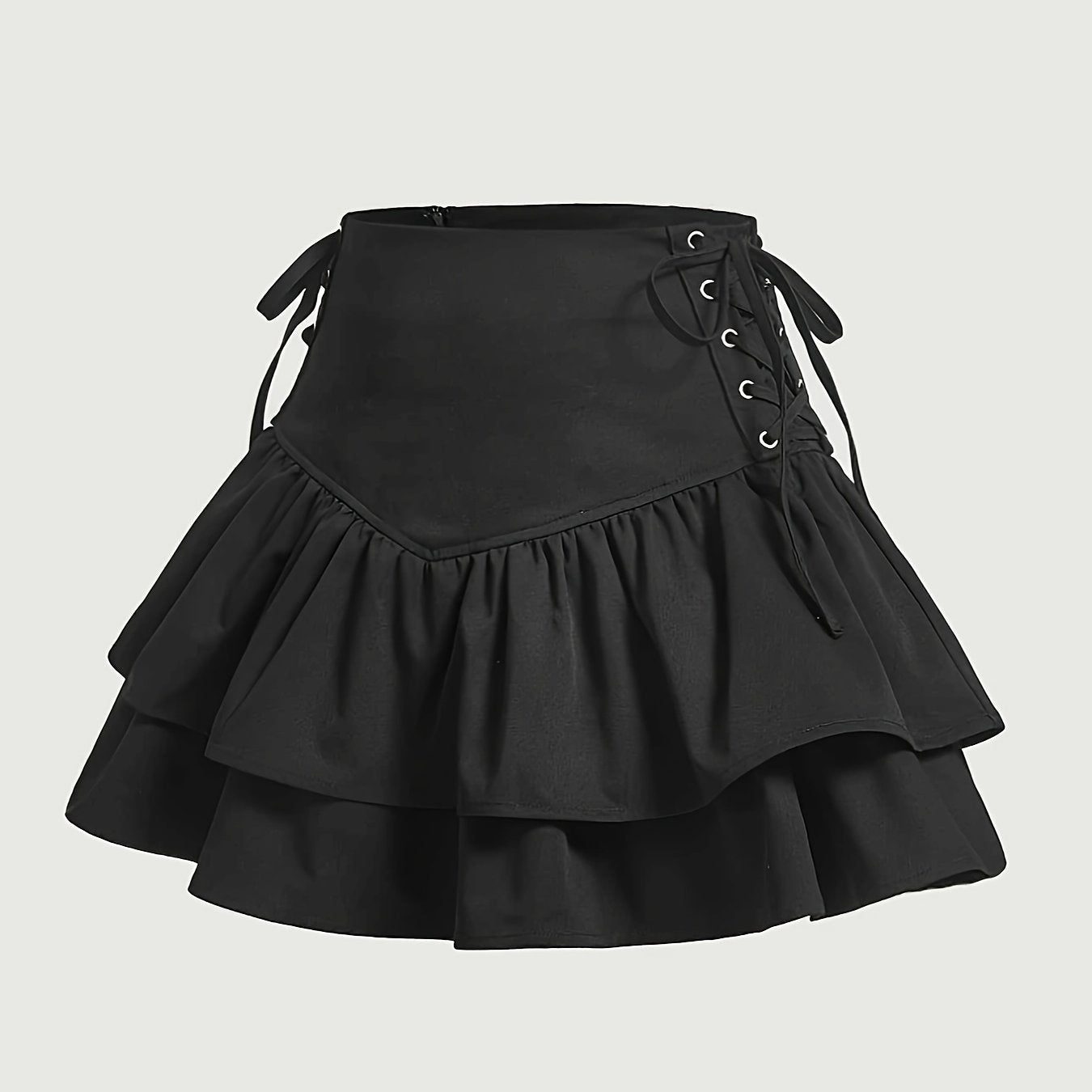 Women's Gothic Ruffled Skirt with Lacing – Elegant Mini Skirt for Special Occasions