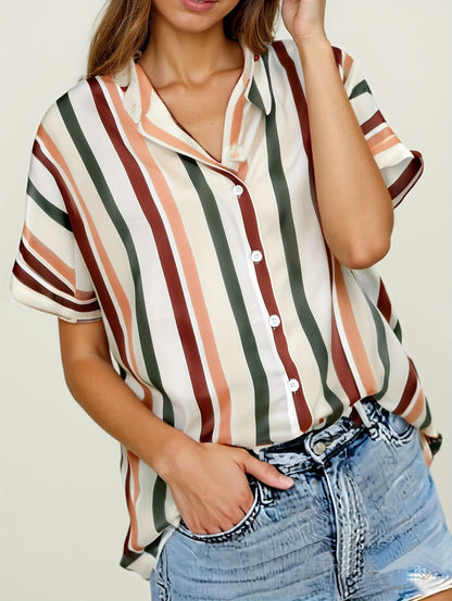 Women's summer blouse in striped look – Casual shirt for everyday and vacation