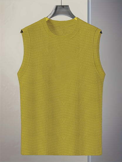 Men's Sleeveless Casual Tank Top – Modern Textured Design, Summer Leisure Shirt