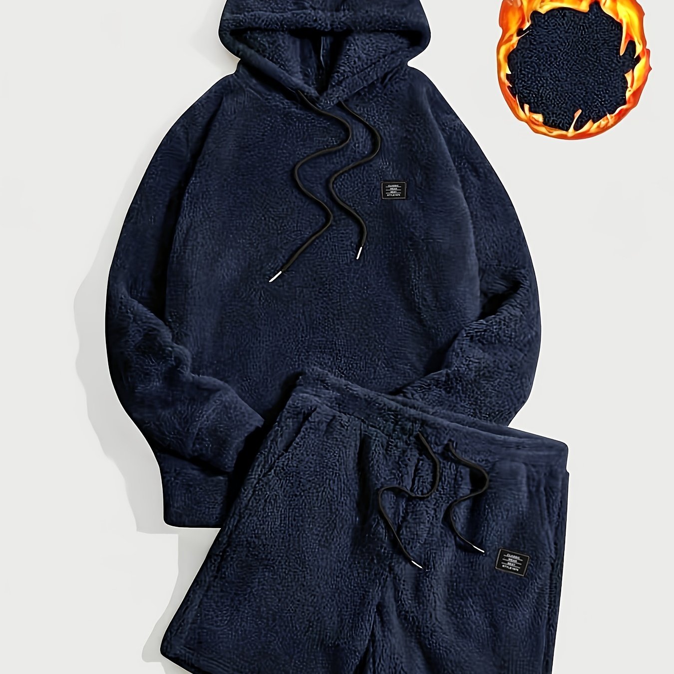Unisex Teddyfleece Hoodie & Shorts Set Plüsch Hausanzug