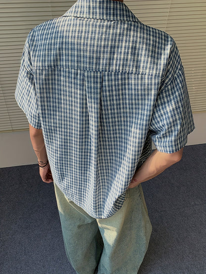 Herren Kurzarm Karo Freizeithemd – Lässiger Oversize Style für Alltag & Streetwear