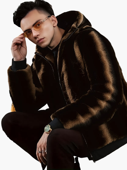 Men's Winter Hooded Jacket Warm Lined Fashionable Casual Fleece Jacket
