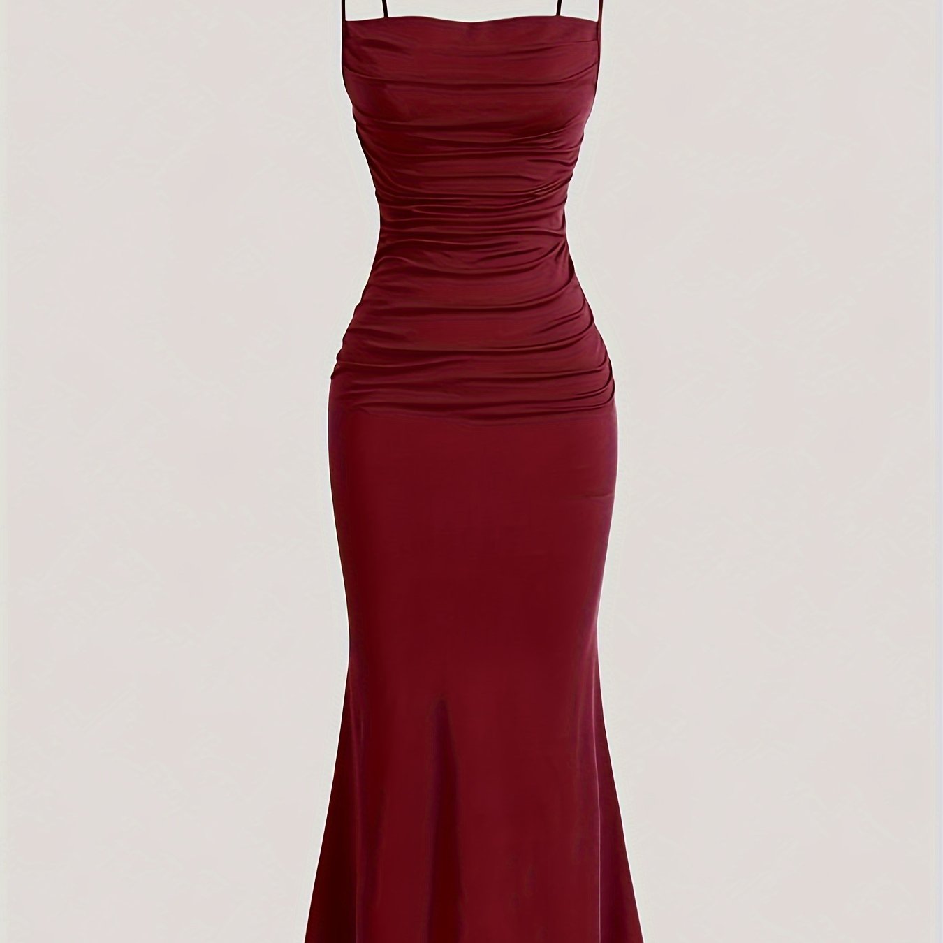 Women's evening dress with spaghetti straps and figure-flattering ruching – elegant maxi dress for festive occasions