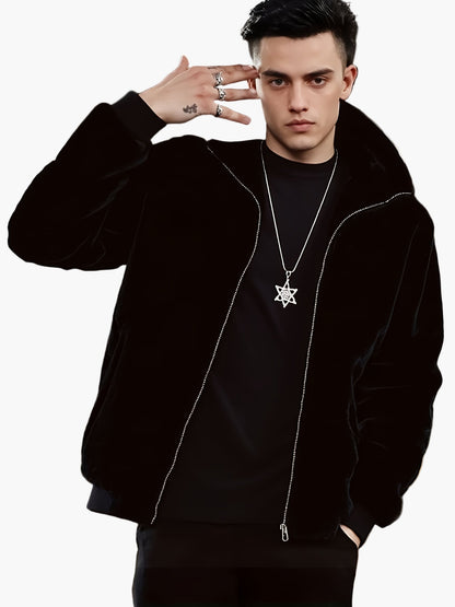 Men's Winter Hooded Jacket Warm Lined Fashionable Casual Fleece Jacket