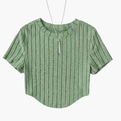 Women's Short-Sleeve Crop Top in Casual Style with Crew Neck – Perfect for Everyday and Leisure