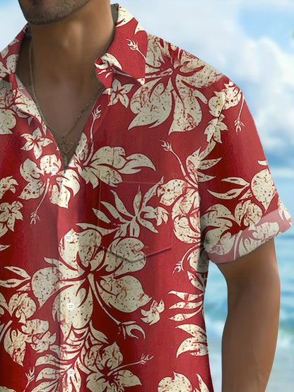 Herren Vintage Aloha Hemd mit Blumenmuster – Sommer Freizeit Kurzarmhemd