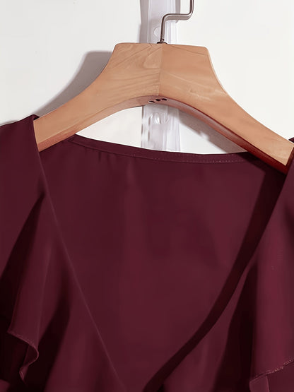 Women's ruffled blouse with frills and puff sleeves – Elegant vintage style for office and leisure