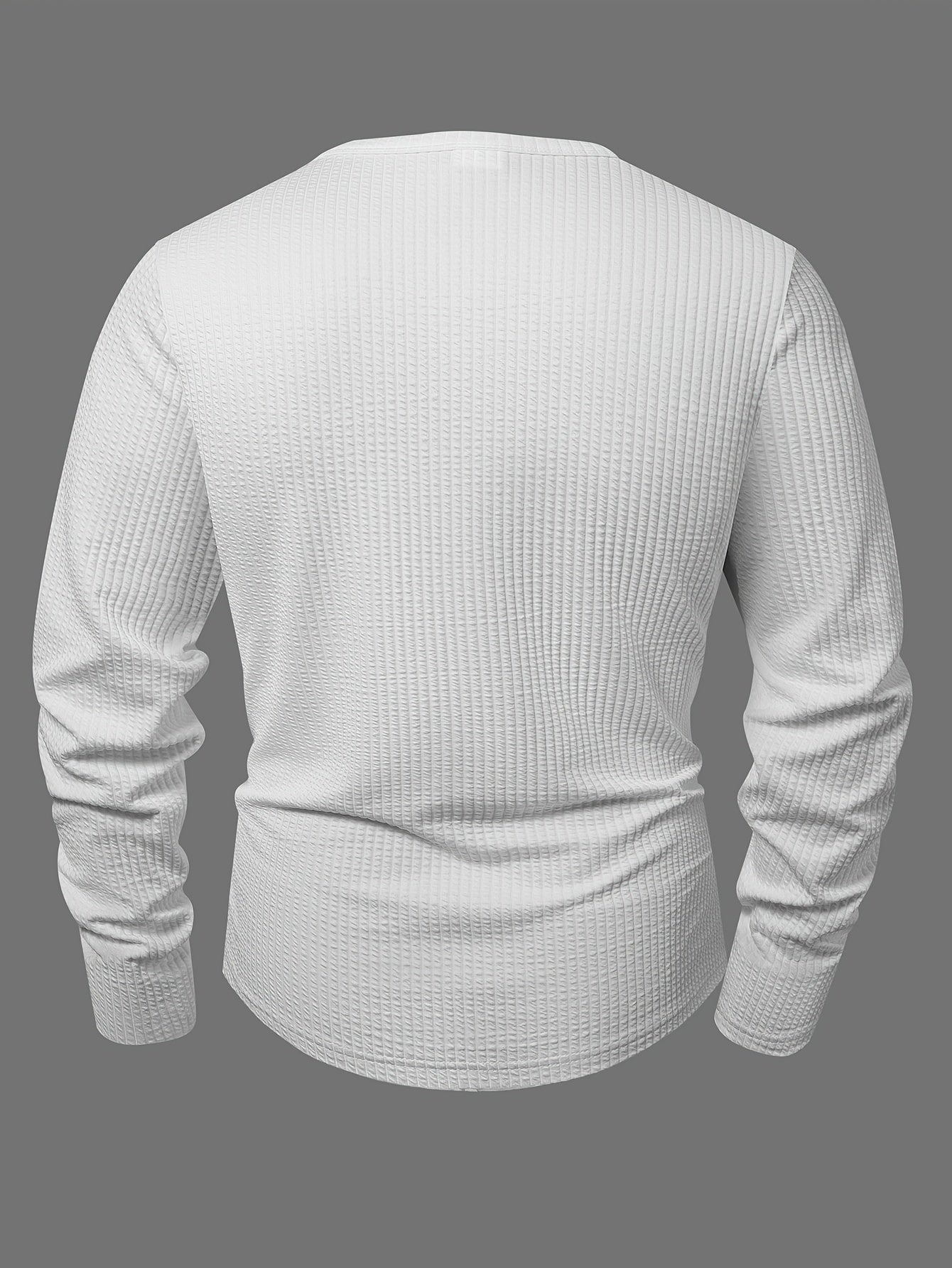 Men's long-sleeve Henley shirt, textured fabric, relaxed fit