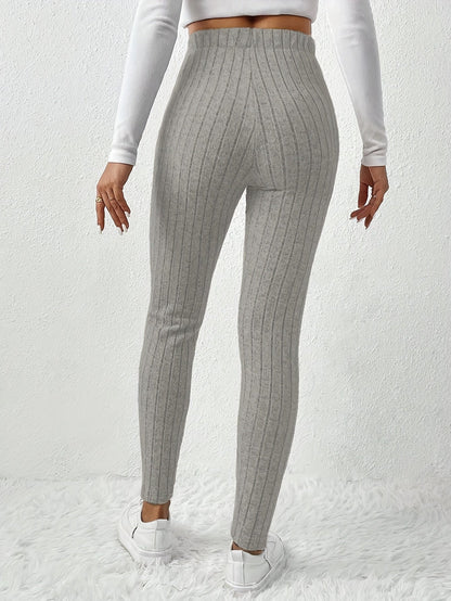 Gerippte Leggings für Damen mit hoher Taille und Kordelzug