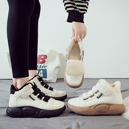 Women's high-top sneakers with hook-and-loop closure and lining