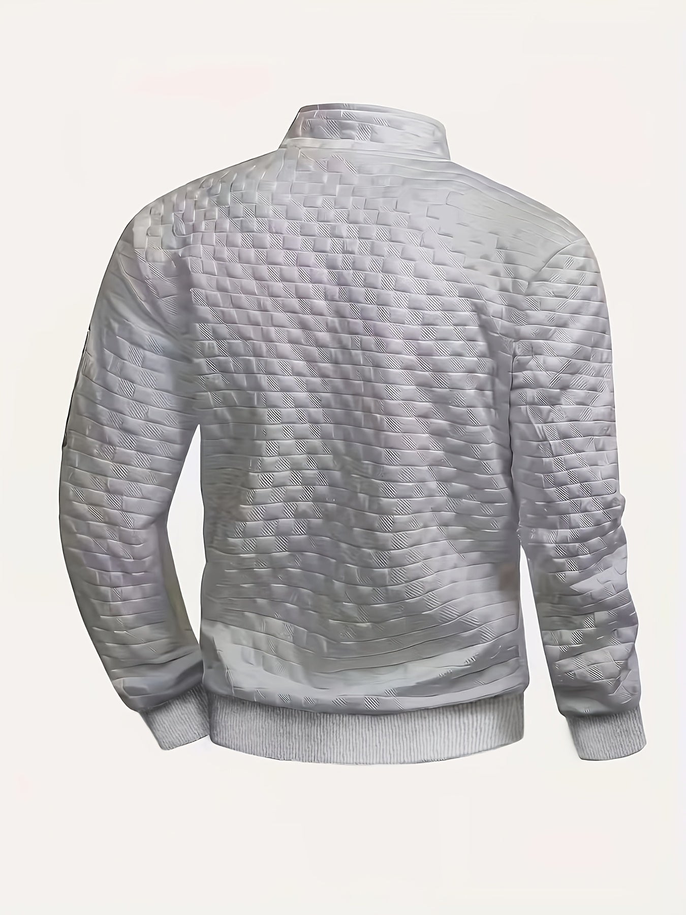Stehkragen Pullover Herren mit Reißverschluss, gesteppt, einfarbig