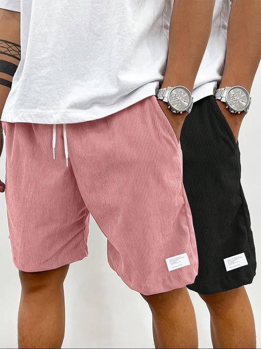 Men's Vintage Cord Shorts – Casual Regular Fit Leisure Pants with Pockets