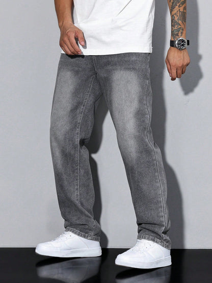 Men's Relaxed Fit Straight Jeans – Comfortable Casual Wear in Urban Style