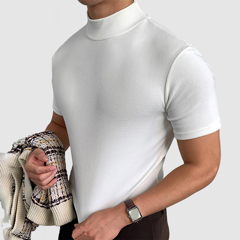 Men's Premium Short-Sleeve Turtleneck Shirt – Stylish Essential for Everyday and Work