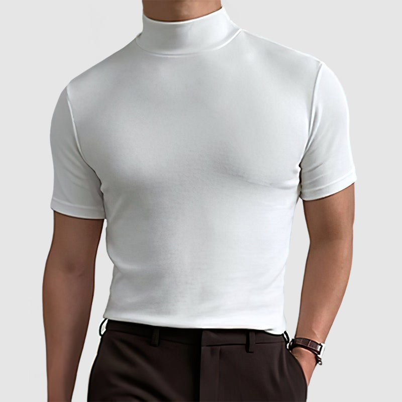 Men's Premium Short-Sleeve Turtleneck Shirt – Stylish Essential for Everyday and Work