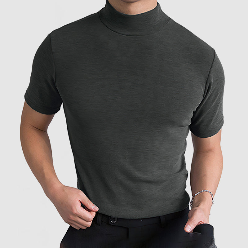 Men's Premium Short-Sleeve Turtleneck Shirt – Stylish Essential for Everyday and Work