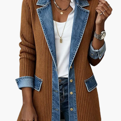 Women's Blazer in Denim Look – Elegant Business Casual Style for Everyday and Office