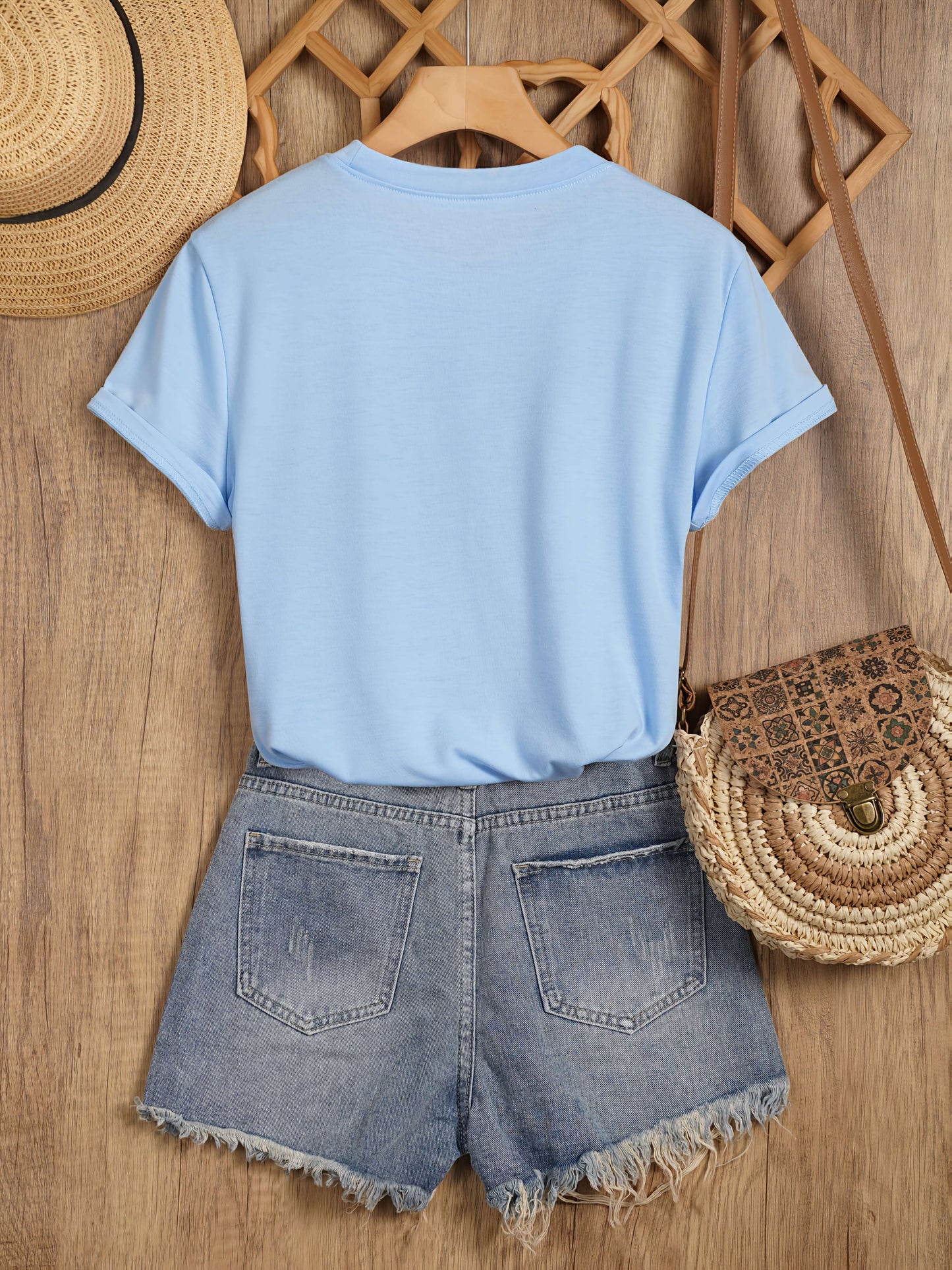 Women's T-shirt with Sunflower and Butterfly Print, Casual Style, Spring/Summer