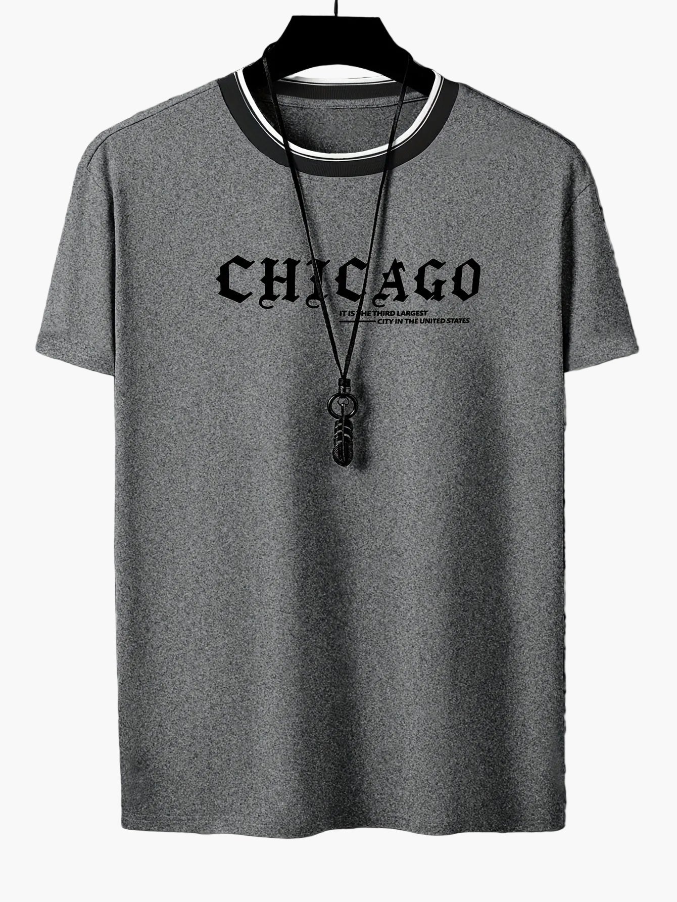 Men's Streetwear-Style T-Shirt with "CHICAGO" Print – Casual Summer Fashion for Leisure & Everyday Wear