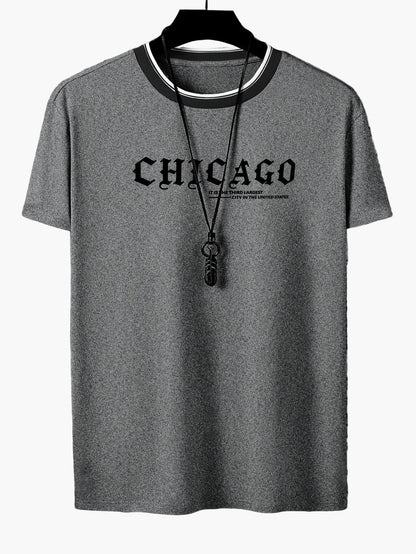Men's Streetwear-Style T-Shirt with "CHICAGO" Print – Casual Summer Fashion for Leisure & Everyday Wear