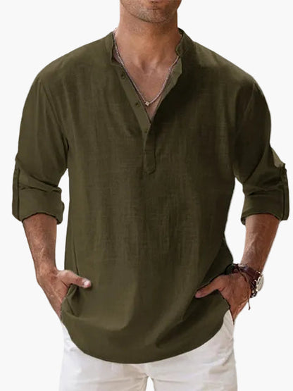 Men's Casual Shirt with V-Neck and Button Placket – Relaxed Style for Everyday Life & Vacation