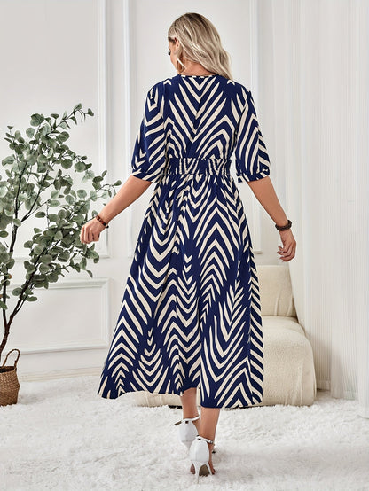 Women's maxi dress with chevron pattern and flattering fit – elegant casual and summer dress