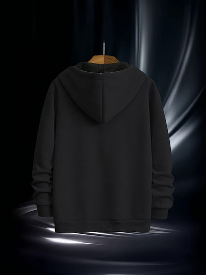 Herren Hoodie mit Reißverschluss und Bauchtasche, Weiß
