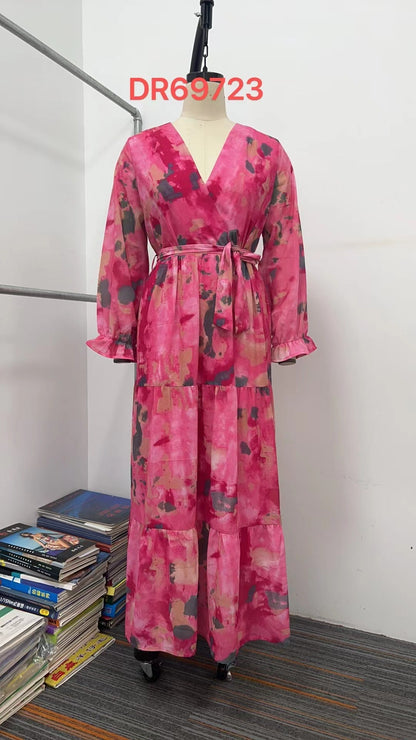 Tracy – Elegantes Chiffon-Kleid mit Raffung und Patchwork