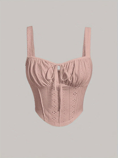 Women's Bustier Top with Broderie Anglaise and Lacing – Fashionable Summer Corset for Casual Wear and Parties