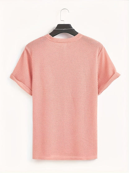 Men's short-sleeve T-shirt with modern mesh design and casual style
