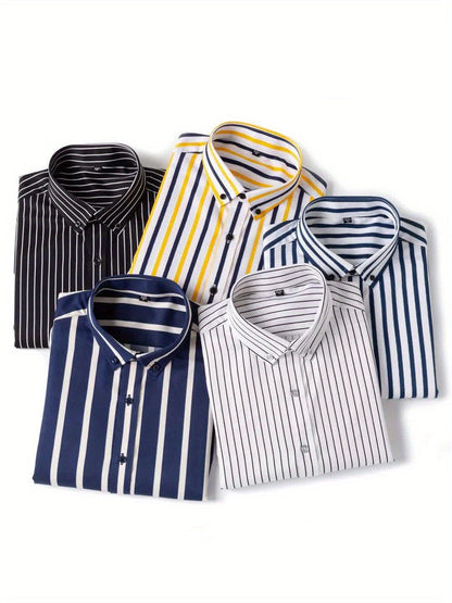 Herren Slim Fit Streifenhemd – Modernes Business & Freizeit Langarmhemd