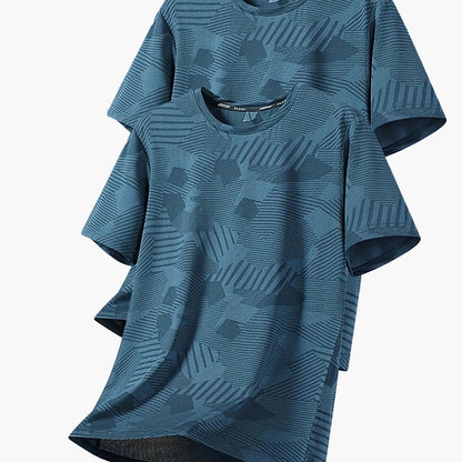 Herren Freizeit T-Shirt Set – Atmungsaktive Sommer Oberteile im tropischen Stil, ideal für Alltag und Sport