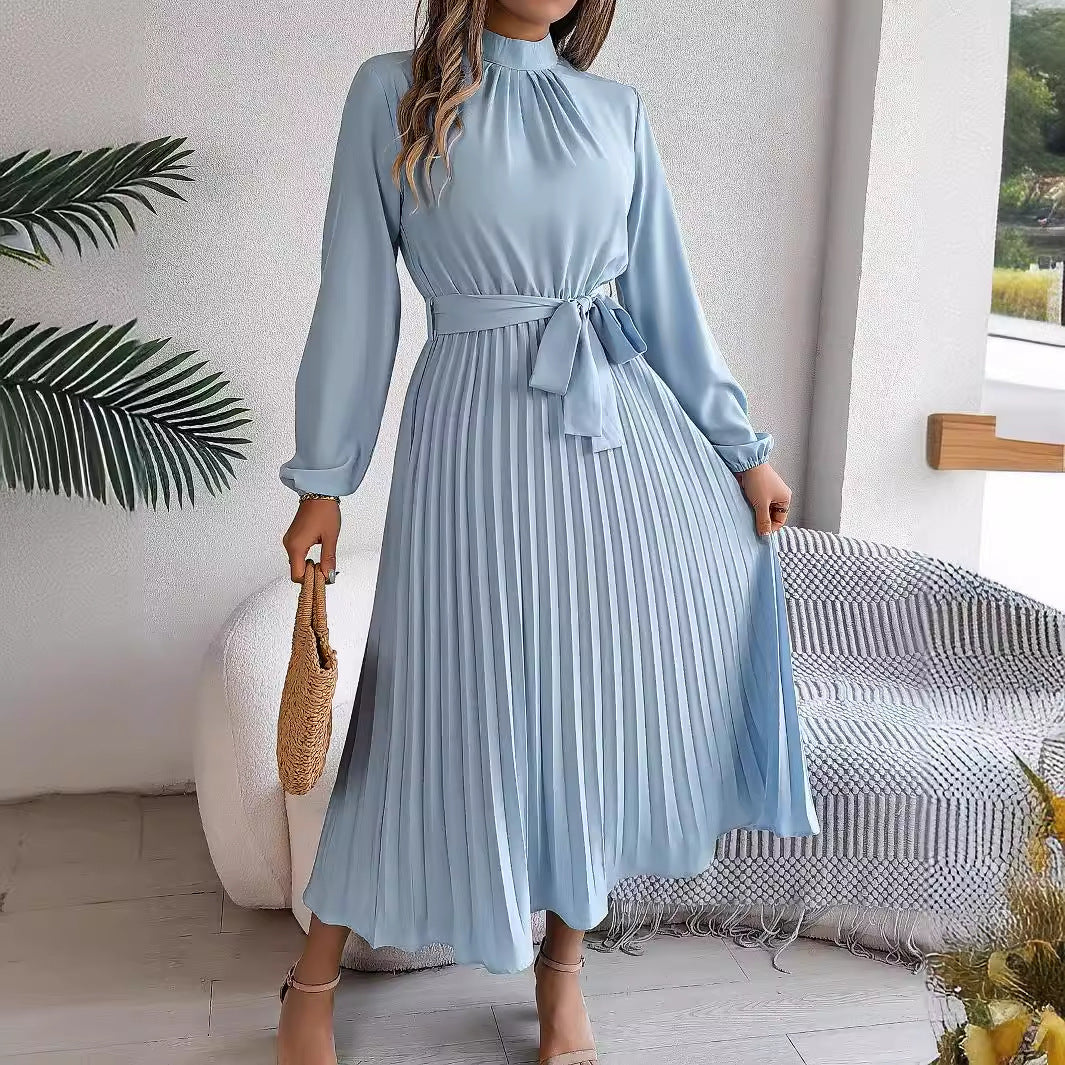 Samantha – Elegant dress with stand-up collar and long sleeves