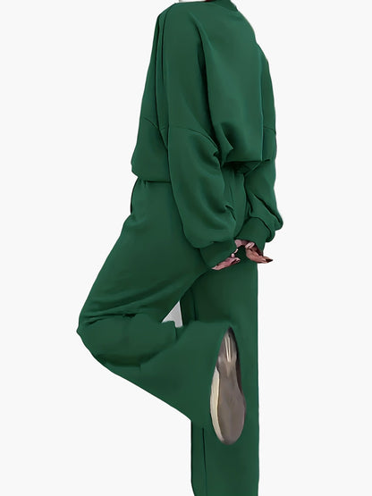 Women's casual two-piece set with zipper and wide leg – casual & comfortable for everyday or travel