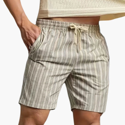 Men's striped shorts for leisure and golf – Comfortable fit with drawstring