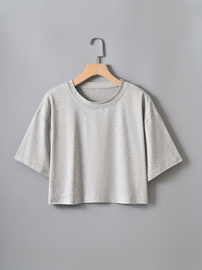 Women's Cropped Short-Sleeve T-Shirt, Casual, Perfect for Summer