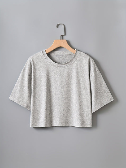 Women's Cropped Short-Sleeve T-Shirt, Casual, Perfect for Summer