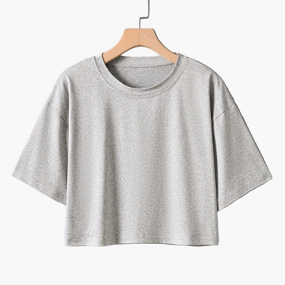Women's Cropped Short-Sleeve T-Shirt, Casual, Perfect for Summer