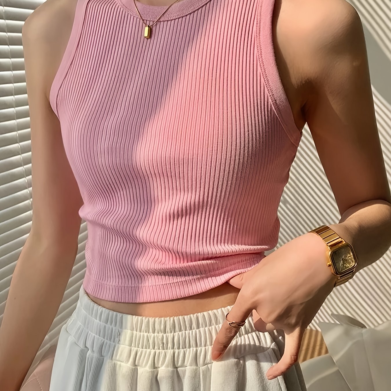 Women's Basic Ribbed Tank Top for Everyday, Sports, and Layering – Fitted Cut