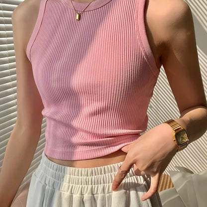 Women's Basic Ribbed Tank Top for Everyday, Sports, and Layering – Fitted Cut