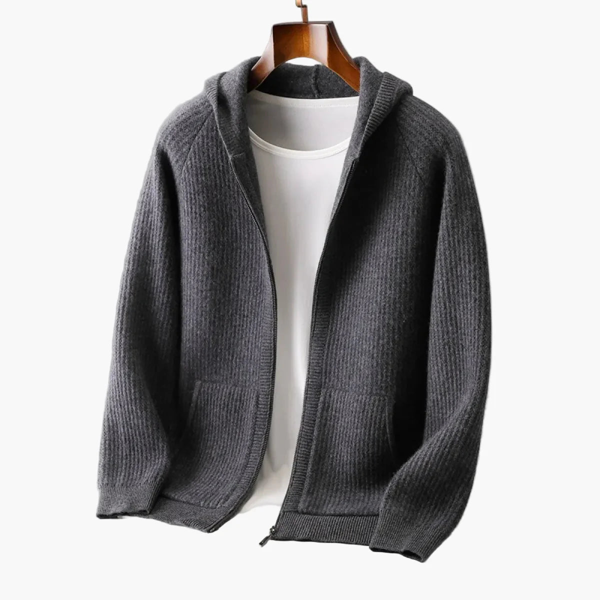 Men's Premium Hooded Cardigan – Modern Knit Hoodie for Everyday and Leisure