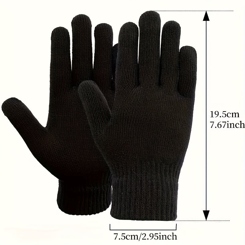 Unisex knitted gloves with ribbed cuffs, winter set