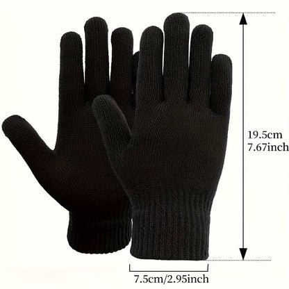 Unisex knitted gloves with ribbed cuffs, winter set