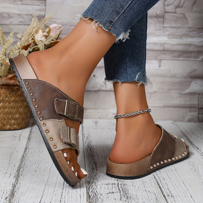 Women's Comfortable Vintage Sandals with Buckles – Open Toe, Casual & Everyday