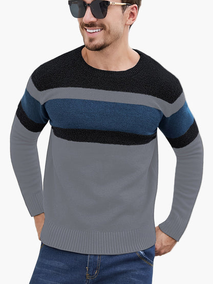 Herren Pullover mit Streifenmuster – Moderner Freizeit-Look für Herbst und Winter