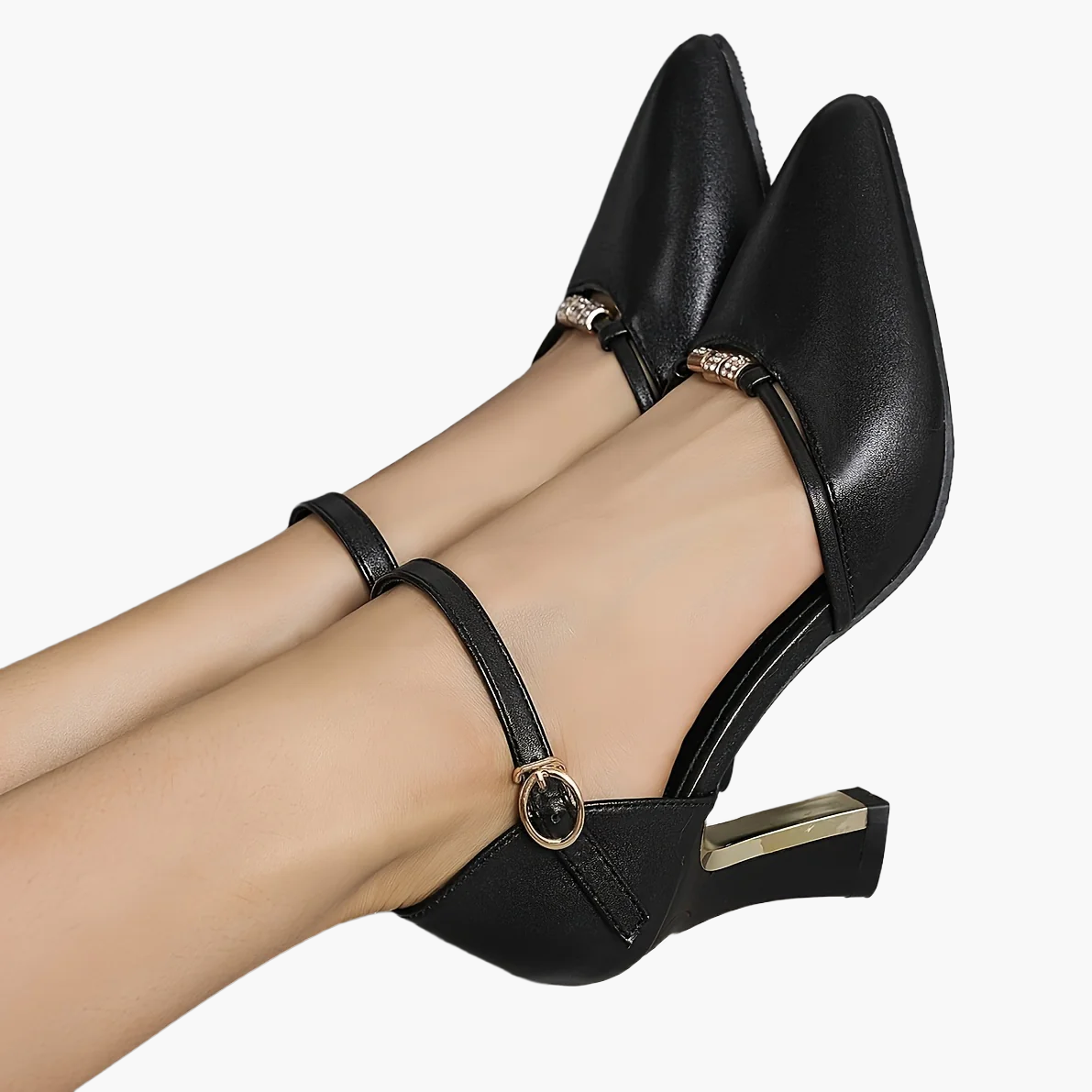 Women's Elegant Pumps with Block Heel and Straps – Perfect for Everyday and Festive Occasions