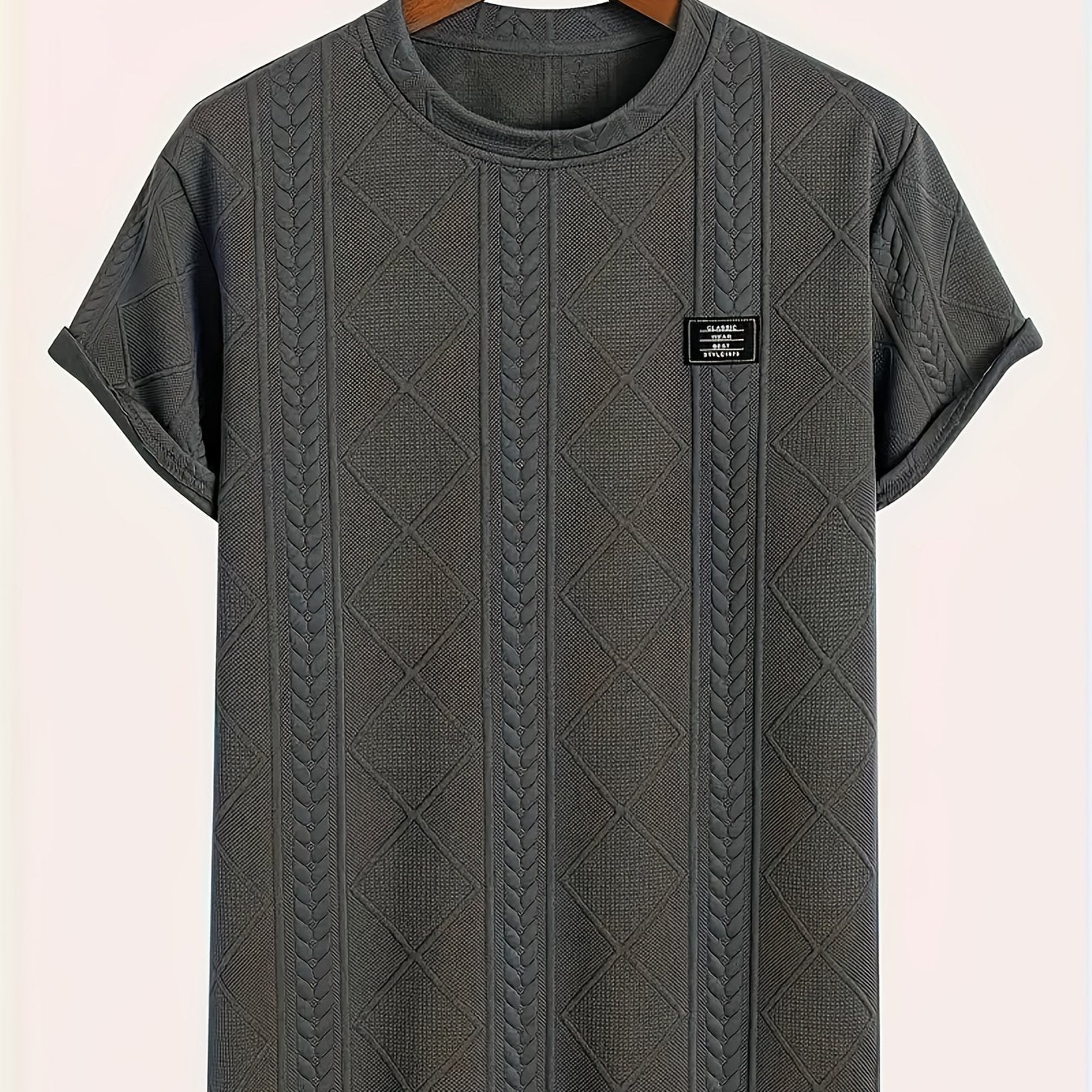 Men's T-shirt with knit pattern look, short sleeves, casual style, ideal for everyday wear and leisure