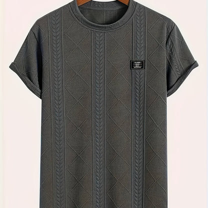 Men's T-shirt with knit pattern look, short sleeves, casual style, ideal for everyday wear and leisure