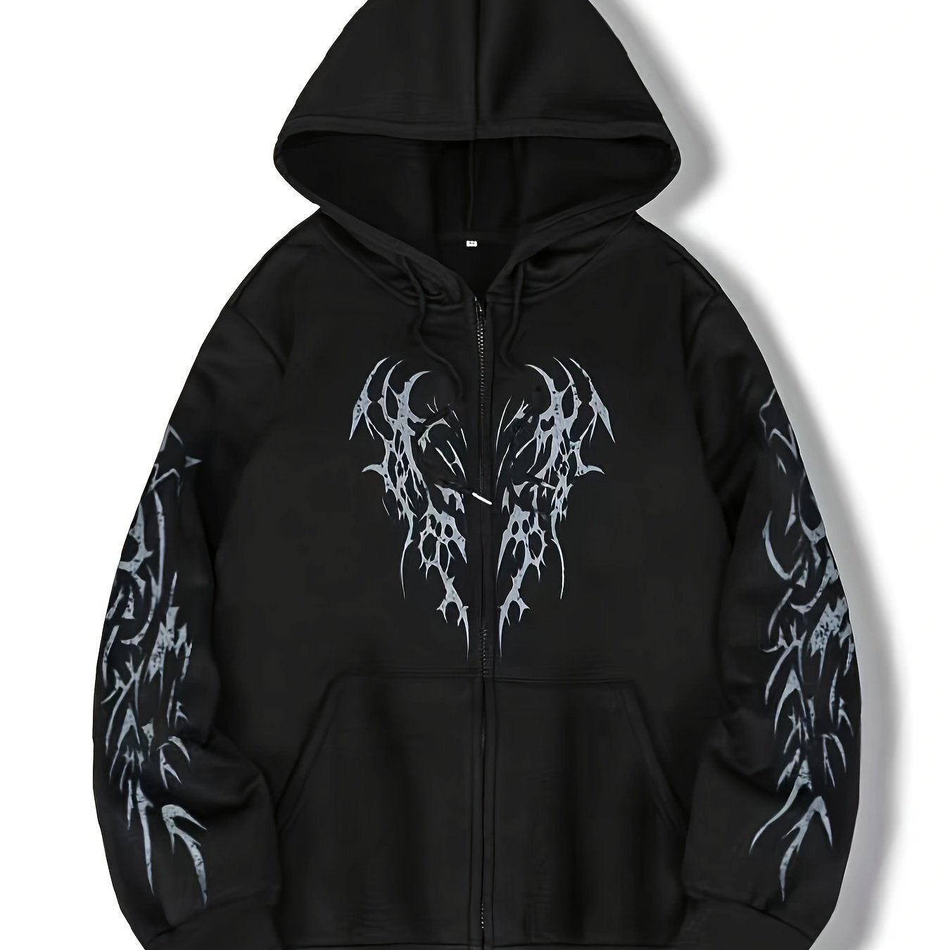 Hooded jacket with a zipper and graphic print